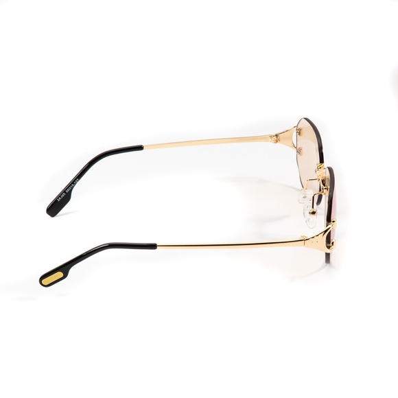 Rimless Rose Gold Gradient Tint Gold Frame Men's Hip Hop Summer Sunglasses - Picture 6 of 6